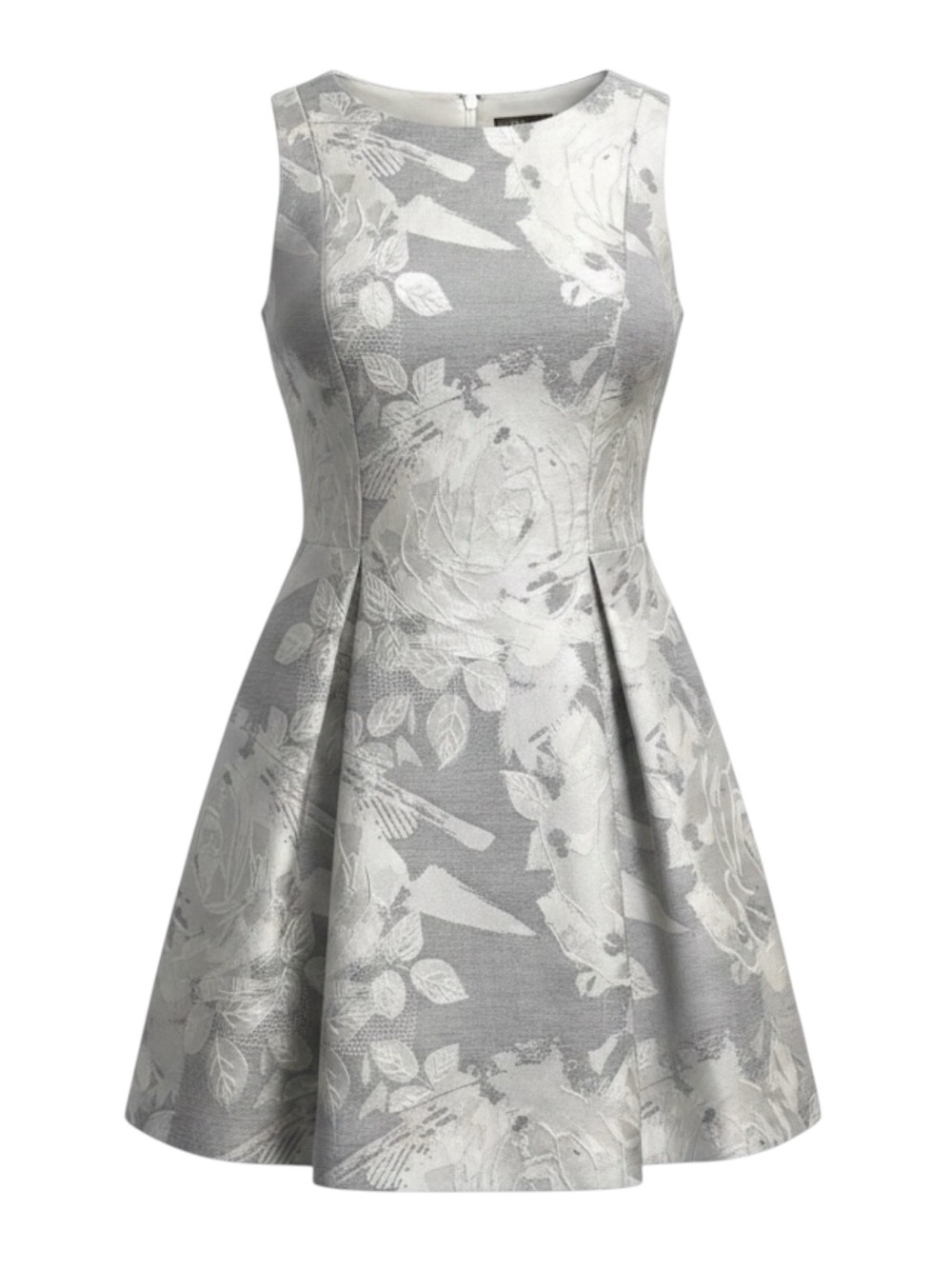 Taylor Silver Floral Jacquard Fit & Flare Mini Dress
